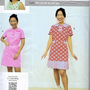 Know Me Pattern ME2029/R11790~ Misses&#39; Dresses, Short Sleeve, Peter Pan Collar, Misses Sz 8-16 or 18-26~Uncutf Folds