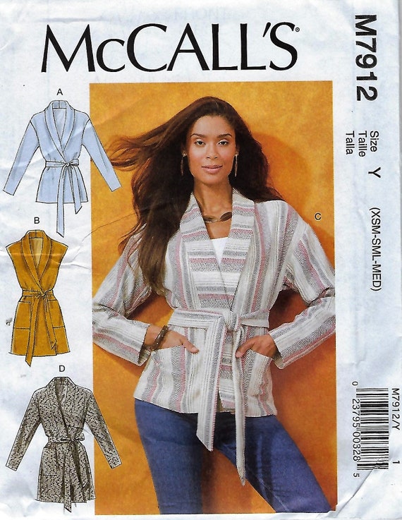 Mccall's Pattern M7912 Misses' Loose Fit Jackets, Vest and Beltmisses Sz  4-14 uncut F Folds -  Canada