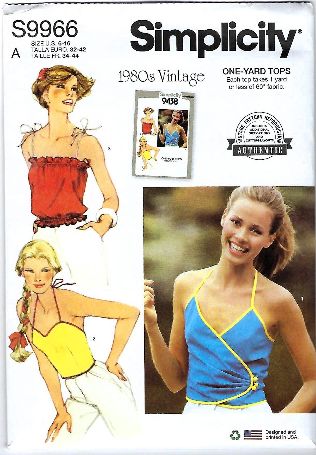 1980s Simplicity Halter Top Sewing Pattern #9966 - Misses Size 6-16 - Etsy