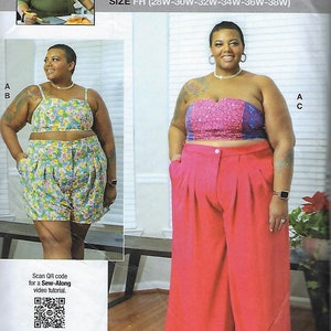 Know Me Sewing Pattern: Women&#39;s Crop Top, Shorts & Trousers (Uncut, 16W-26W or 28W-38W)