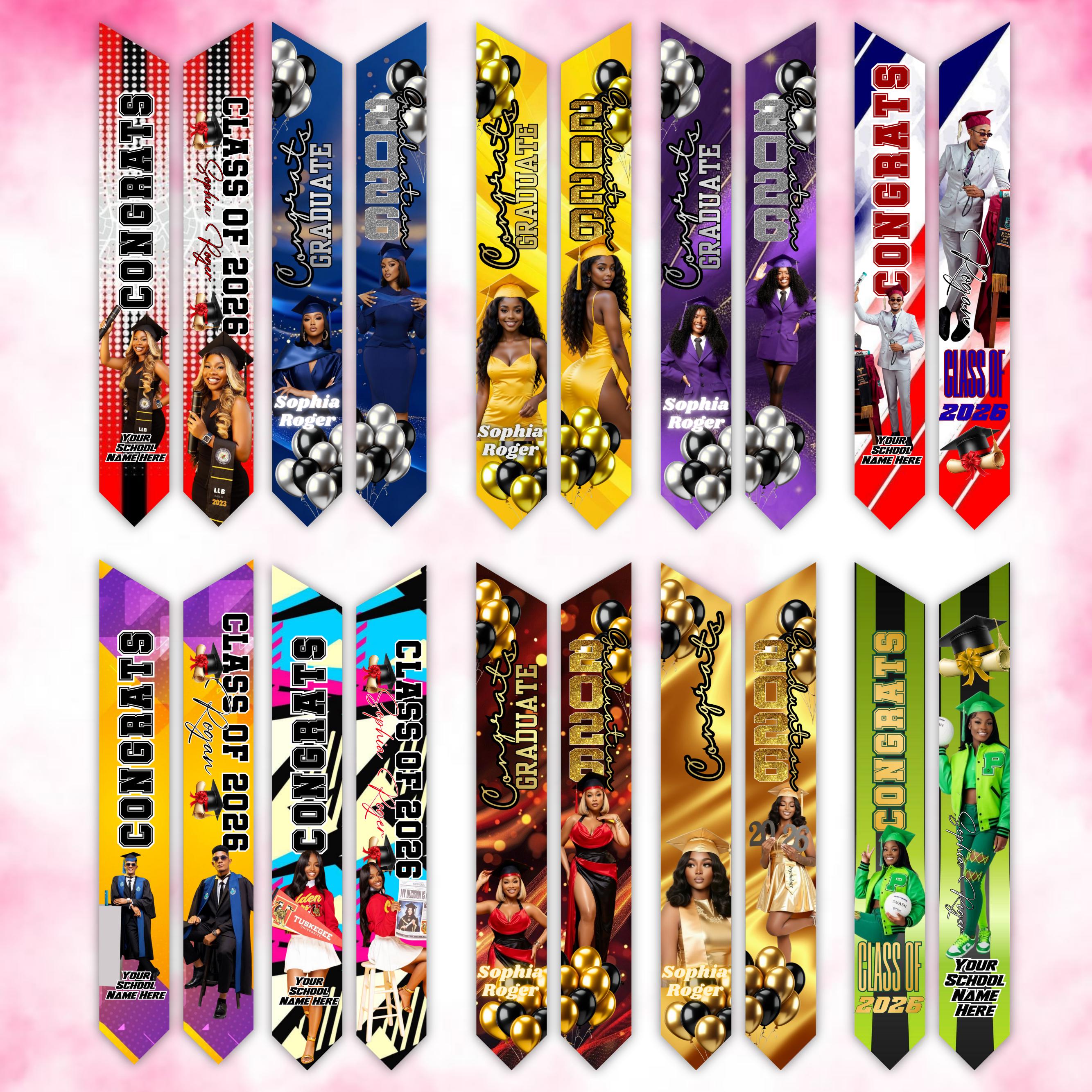 15 Graduation Stole Templates, BONUS Stole Mockups, Graduation Sash ...