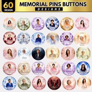 60x Memorial Pin Button Canva Templates, Editable Funeral Favor Template, In Loving Memory Of, Button Pin Designs, Digital Download