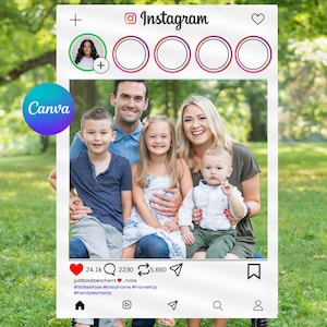 Instagram Frame Canva Template, Insta Selfie Family Frame, Instagram Photo booth Frame, Editable Photo Prop Frame, Wedding, Blogging Frame