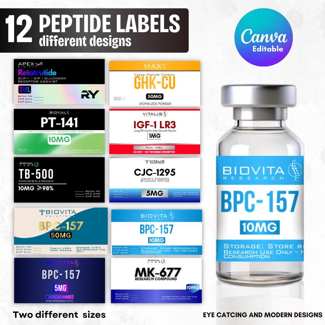 Peptide Labels Templates, Vial Labels, Peptide Therapy Labels ...