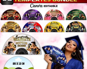 Graduation Clacking Fan Graduation Clack Fans Templates Bundle, Clack Fan Mockup, Editable ...