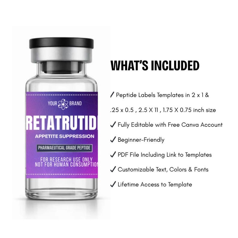 30 Peptide Labels Templates, Holographic With QR Code Printable Peptide ...