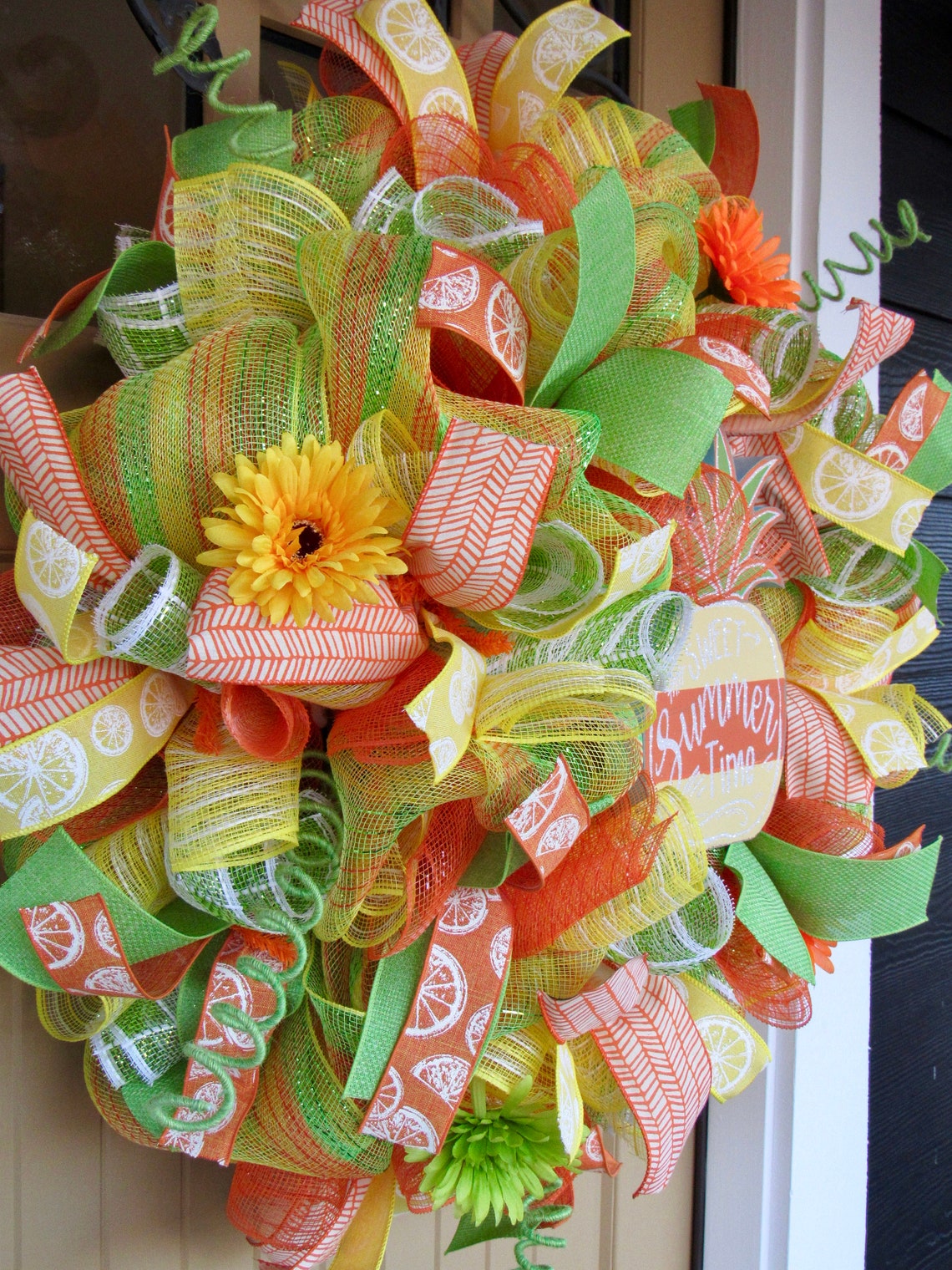 Summer Deco Mesh Flower Wreath