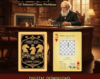Chess Puzzle Cards, Samuel Loyd 52 Classic Problems, Chess Training Cards, Gift for Chess Player (Digital Download)