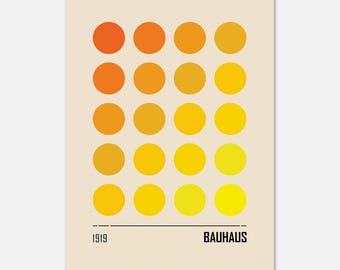 Bauhaus-affisch 1919 Minimalistisk gul – Modern geometrisk konst – Skandinavisk designaffisch – Abstrakt väggdekoration
