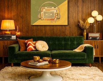 Bärbar kassettspelare | Retro 70-talsmusikposter | Groovy | Vintagetryck