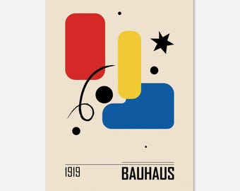Bauhaus-poster - Abstrakt konst - Kubisk - Geometriska och runda former - Väggkonst - Primärfärger