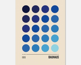 1919 Minimalistisk Blå Bauhaus-affisch – Modern Geometrisk Konst – Skandinavisk Designaffisch – Abstrakt Väggdekoration