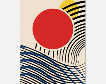 Bauhaus-poster - Sol - Abstrakt konst - Kubisk - Geometriska former - Väggkonst - Flerfärgad - Konstnärlig dekoration - Canvastavla
