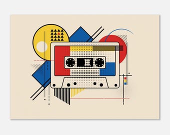 Bauhaus-affisch - Musikkassett - Abstrakt konst - Kubisk - Geometriska former - Väggkonst - Flerfärgad