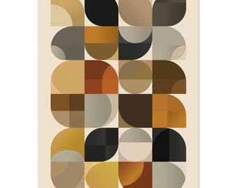 Abstrakt geometrisk Bauhaus-poster – Modern väggkonst i jordfärger – minimalistisk – vardagsrumsinredning – retrodesignposter