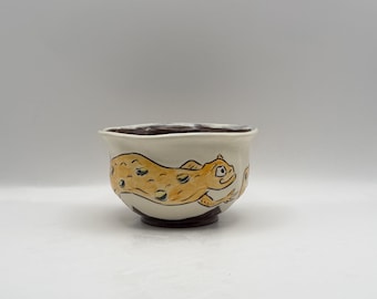 Altered Ceramic Bowl with Salamander Surface Decoration