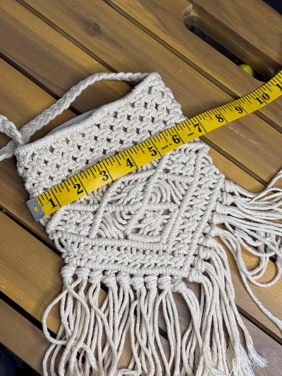 Handmade Neutral Macrame Drawstring Bag, Cotton F… - image 8