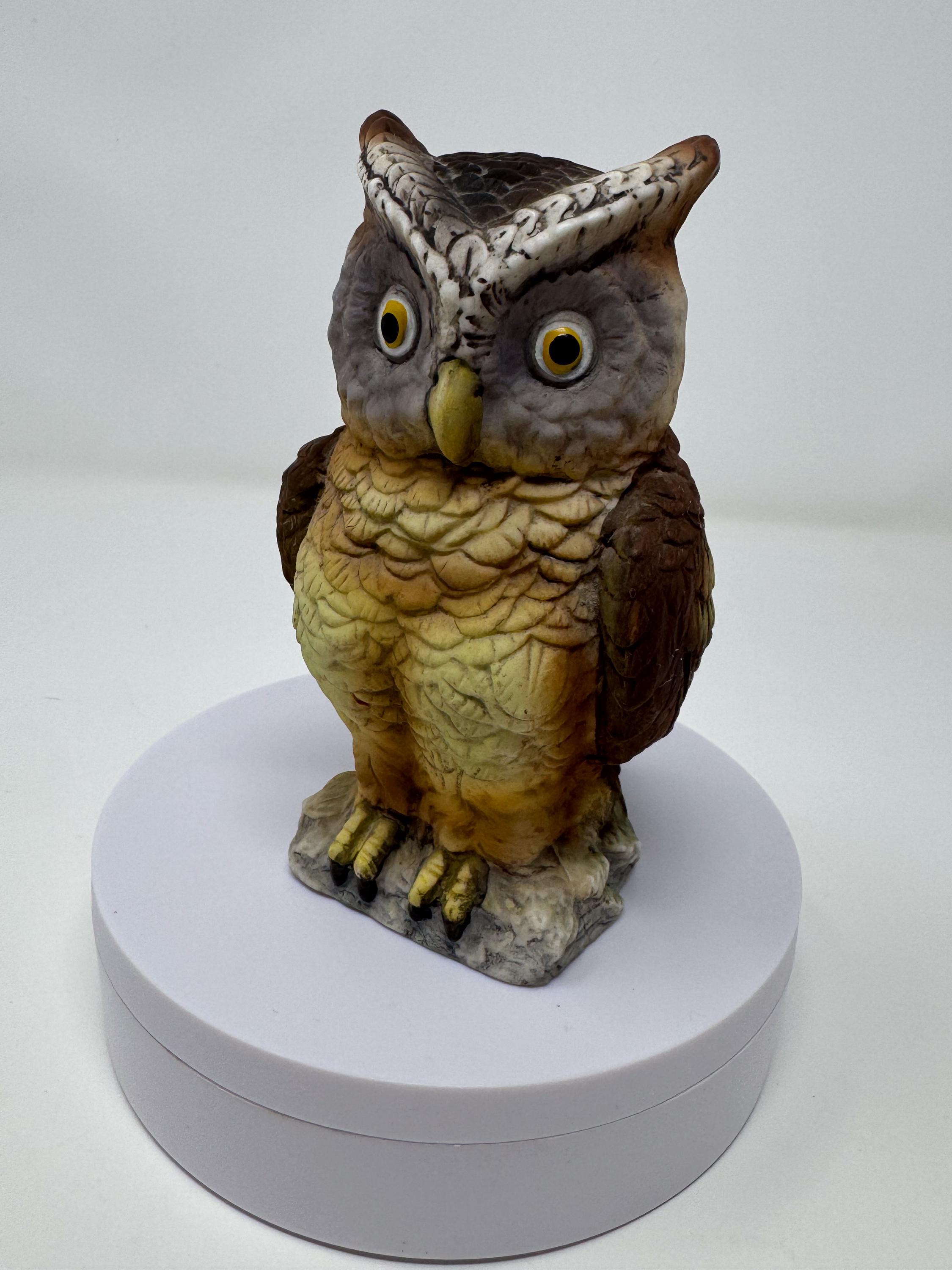 Vintage Ceramic Owl Coin Bank: Retro Woodland Figurine, Cottagecore Decor