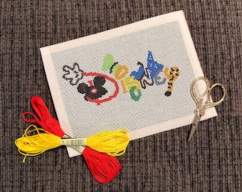 Retro Disney Hand Painted Needlepoint Canvas - 14 Mesh