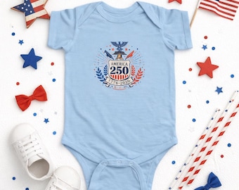 Infant 250 Years Strong America Celebration Onesie I Baby Patriotic Bodysuit