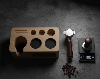 Wooden Tamping Station - Beech Wood Espresso Organizer for Portafilter and Tamper