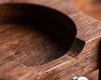 Walnut Espresso Tamping Station | Dosing Funnel Holder | Coffee Bar Organizer