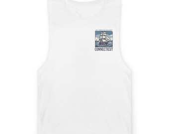 Connecticut Vintage Linne | State Souvenir Muscle Linne | Connecticut Resetröja | Unisex Sommarlinne | Kläder för Utomhusäventyr