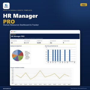 HR Manager PRO Excel Template | Human Resources Dashboard | Employee Tracker, Leave, Payroll, Recruitment | Small Business HR System