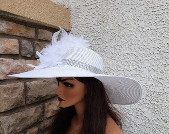 white bridal hat