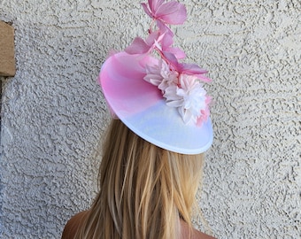 pink fascinator dress formal wedding church fancy
