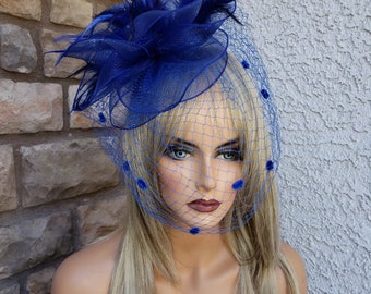 Royal blue fascinator