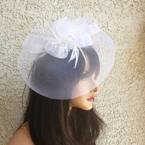 White fascinator wedding formal dress