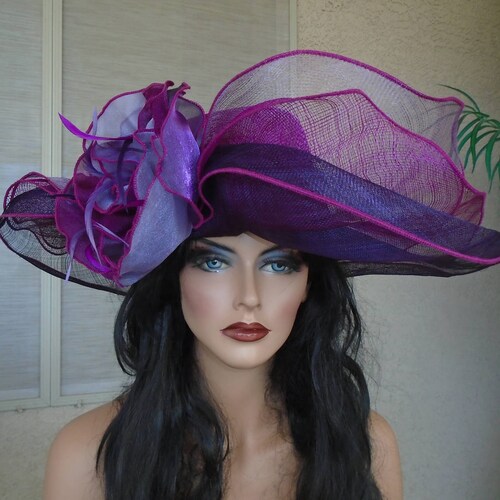 Magenta Purple Kentucky Derby Hat With Big Bow Fascinator - Etsy