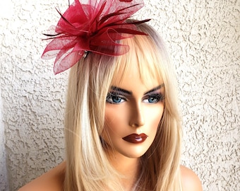 Wine fascinator wedding fascinator marron
