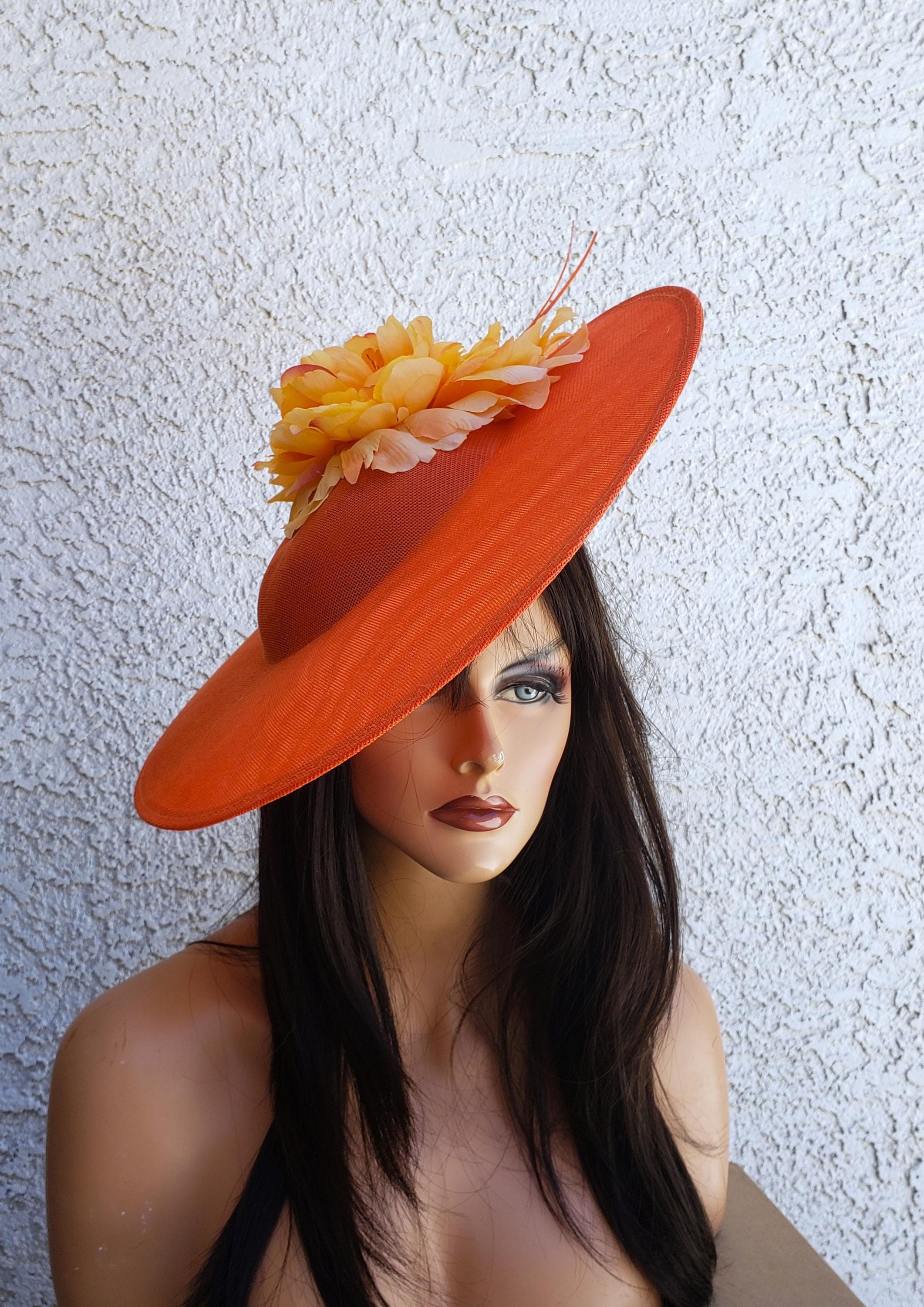 Orange Fascinator Large English Saucer Wedding Tea Fancy  display picture 2
