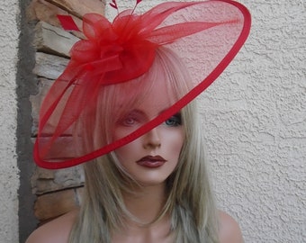 Etsy red fascinator Clearance