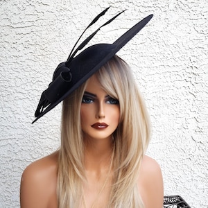 green emerald velvet dress Swirl Fascinator Headband Black