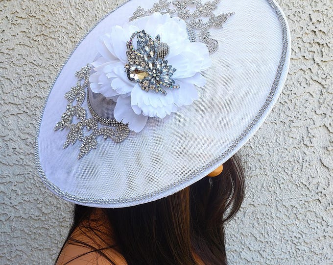 Jewelled Festival Hat - White with BRIDE letters main image 1