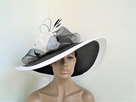 Kentucky Derby Hat Black White Fancy Ascot Wedding Tea  display picture 1