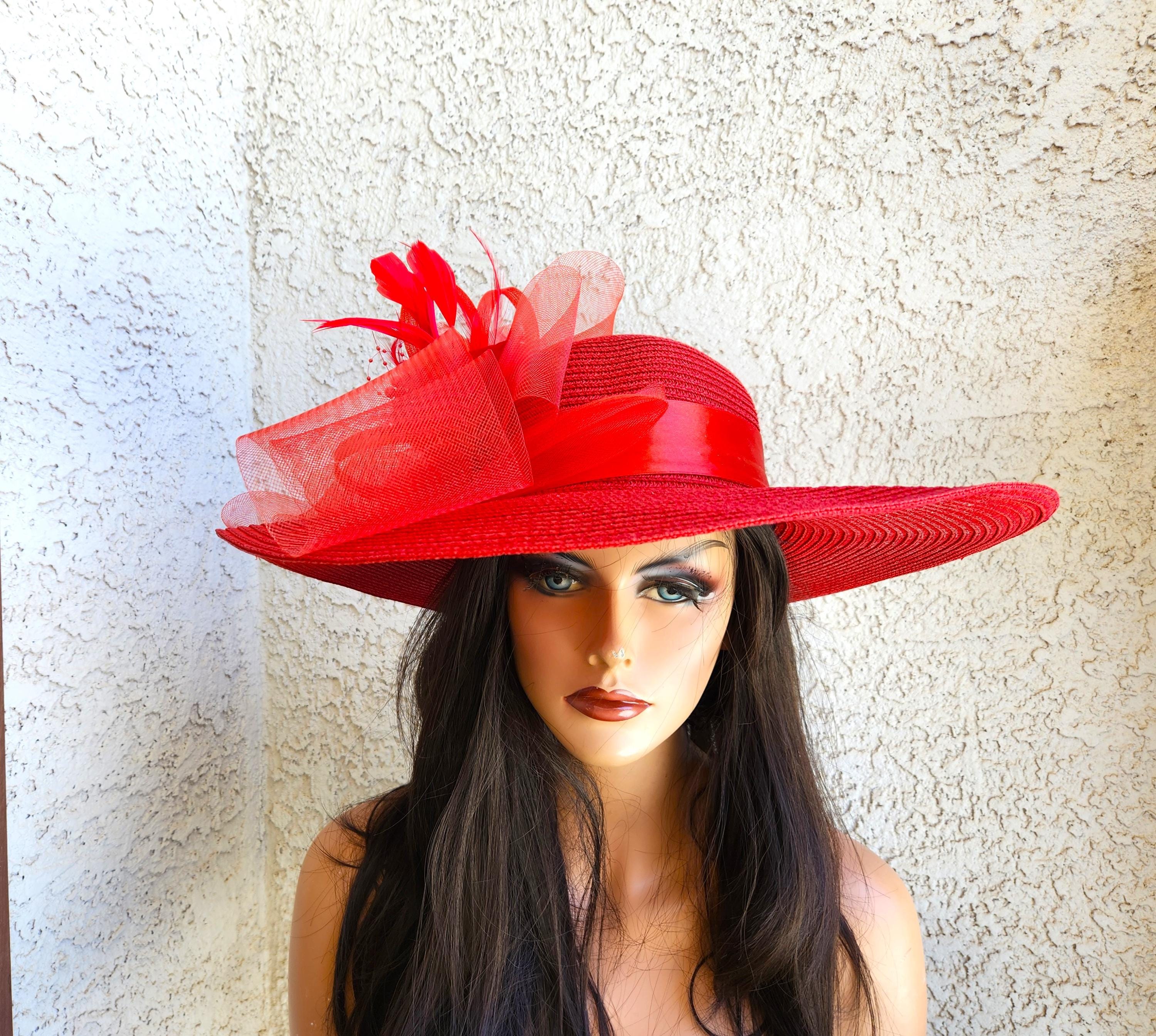 Red Feather Hat for Derby - Etsy