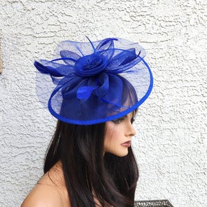 Royal Blue Feather Fascinator, Kentucky Derby Hat