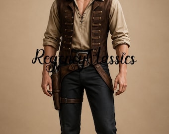 Colete de Capitão Pirata, Colete Marrom de Lã do Jack Sparrow, Colete para Cosplay do Capitão Gancho, Fantasia de Bucaneiro Caribenho