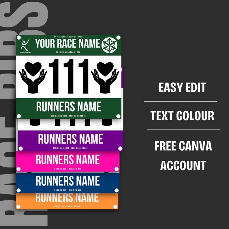 30 Race Bibs Templates, DIY Running Race Bibs Editable Templates ...