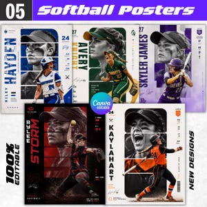 Softball Posters Canva Templates, Softball Senior Banner, Softball Team Custom Posters, Softball Background, Red Baseball Card, Memory Mates