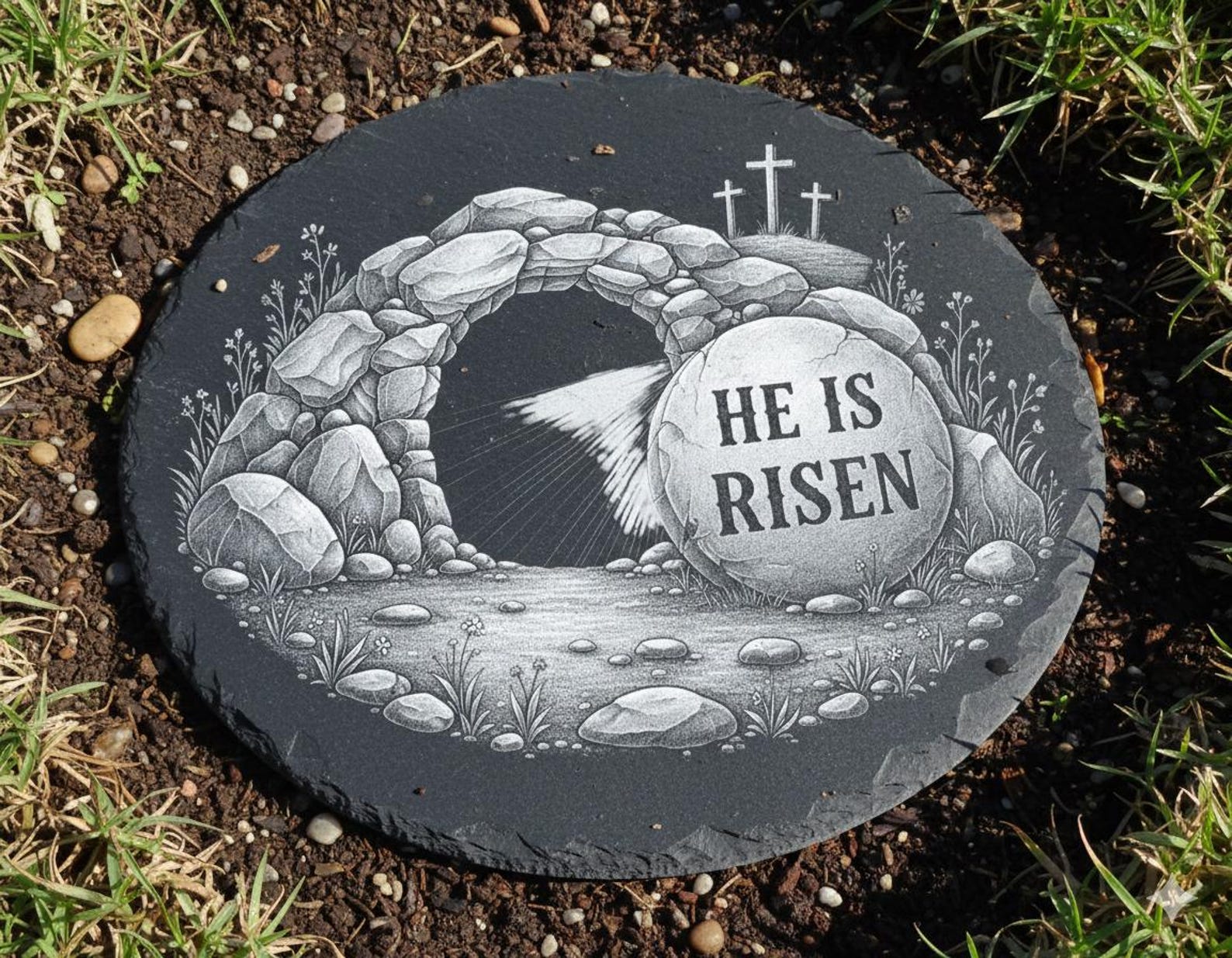 He is Risen - Easter Slate Engraving Design (PNG 300 DPI) - Etsy