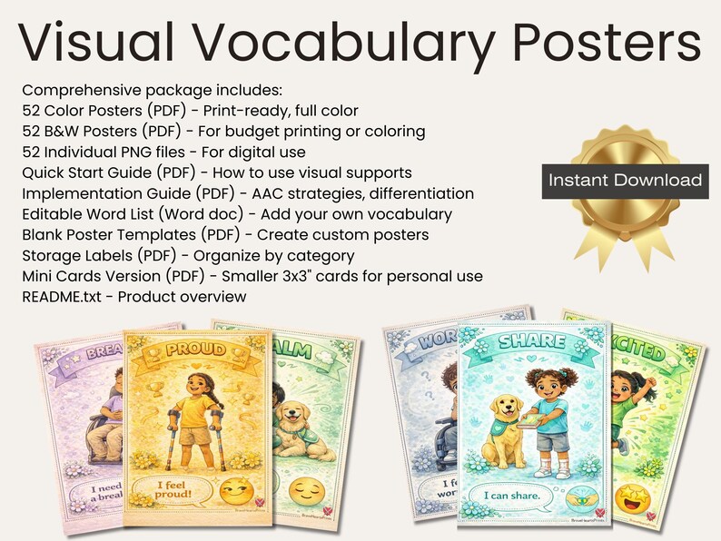 52 Visual Vocabulary Posters | AAC Communication | Special Education ...