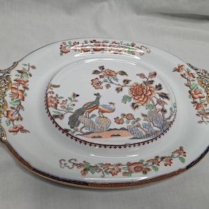 Antike Copeland Spode Imari Servierplatte, Pfau & Pfingstrose, viktorianische Keramik