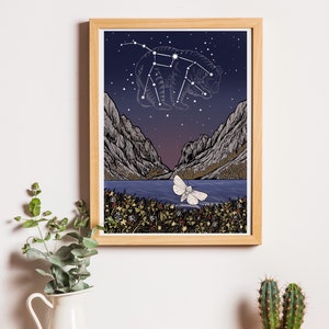 Sterren Hemelse Constellation Mountains Oracle Card Lenormand Illustratie Art Print A4