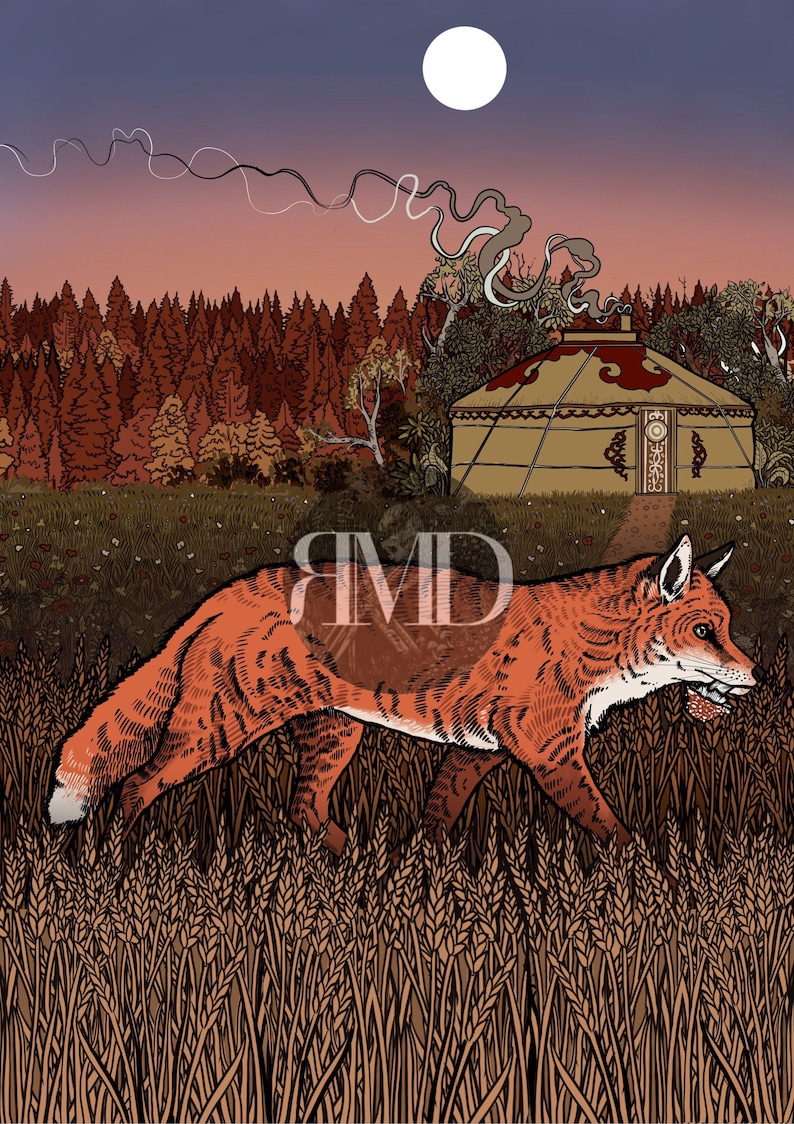 Red Fox Lenormand Oracle Illustration Fine Art Print A4 - Etsy