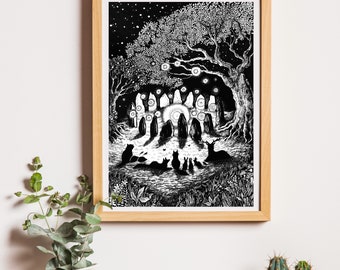 Spirit Animals Stone Circle Solstice A4 Illustration Print